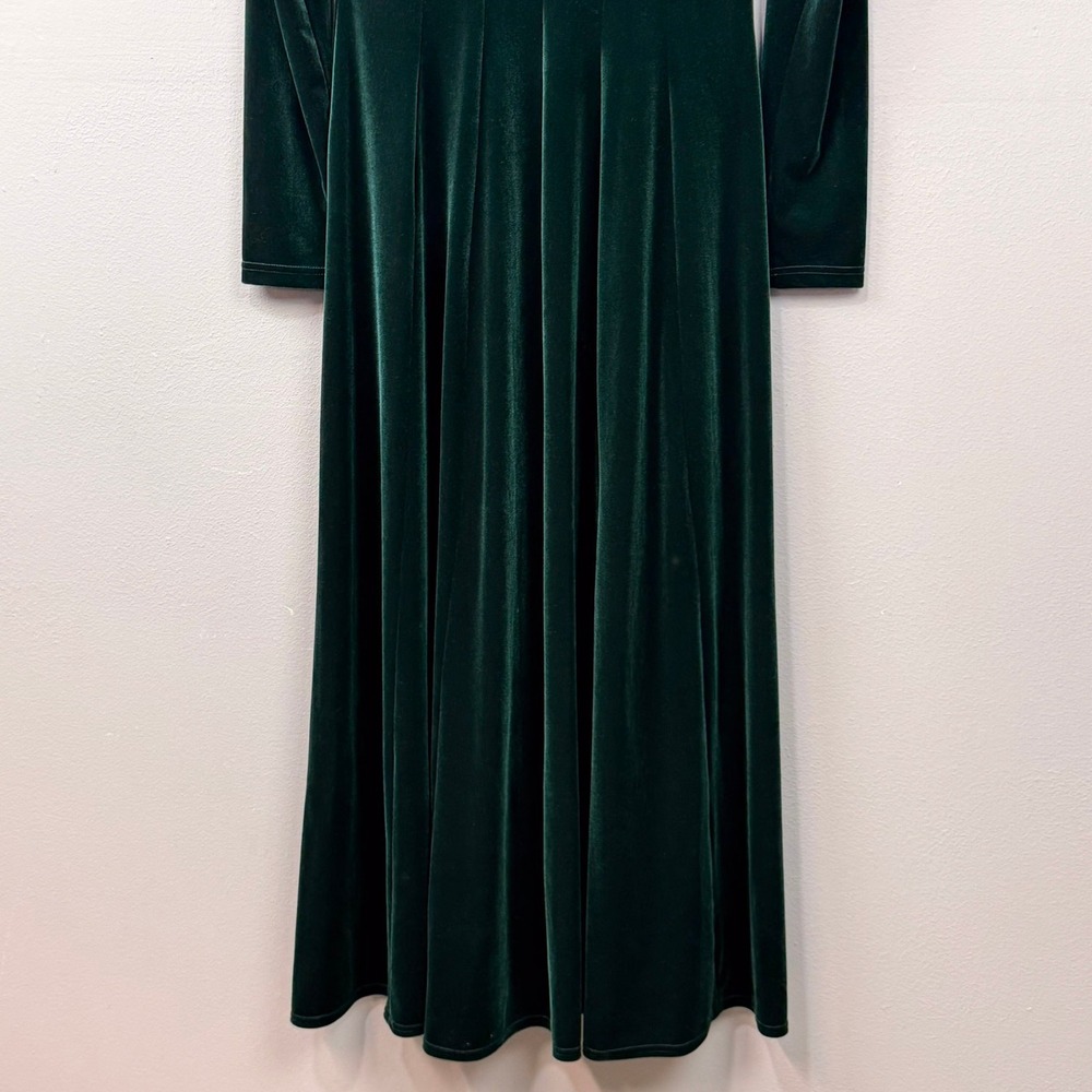 Vintage 90s‎ Coldwater Creek Velvet Maxi Dress Size M Dark Green Modest Long - Picture 9 of 9